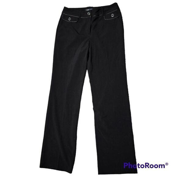 LARRY Levine WIDE Leg STRETCH Black Career Pants Work Trousers Slacks 6 like new - Picture 1 of 8